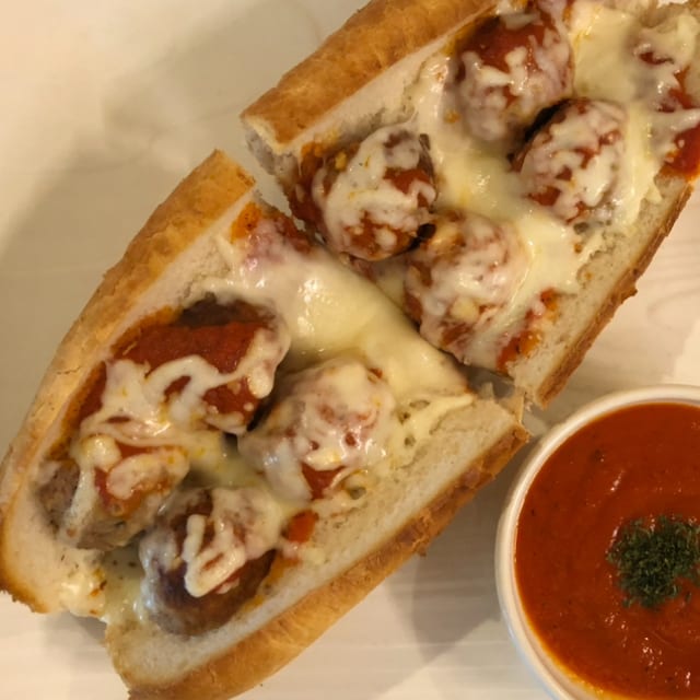 Meatball Parmigiana Sub.