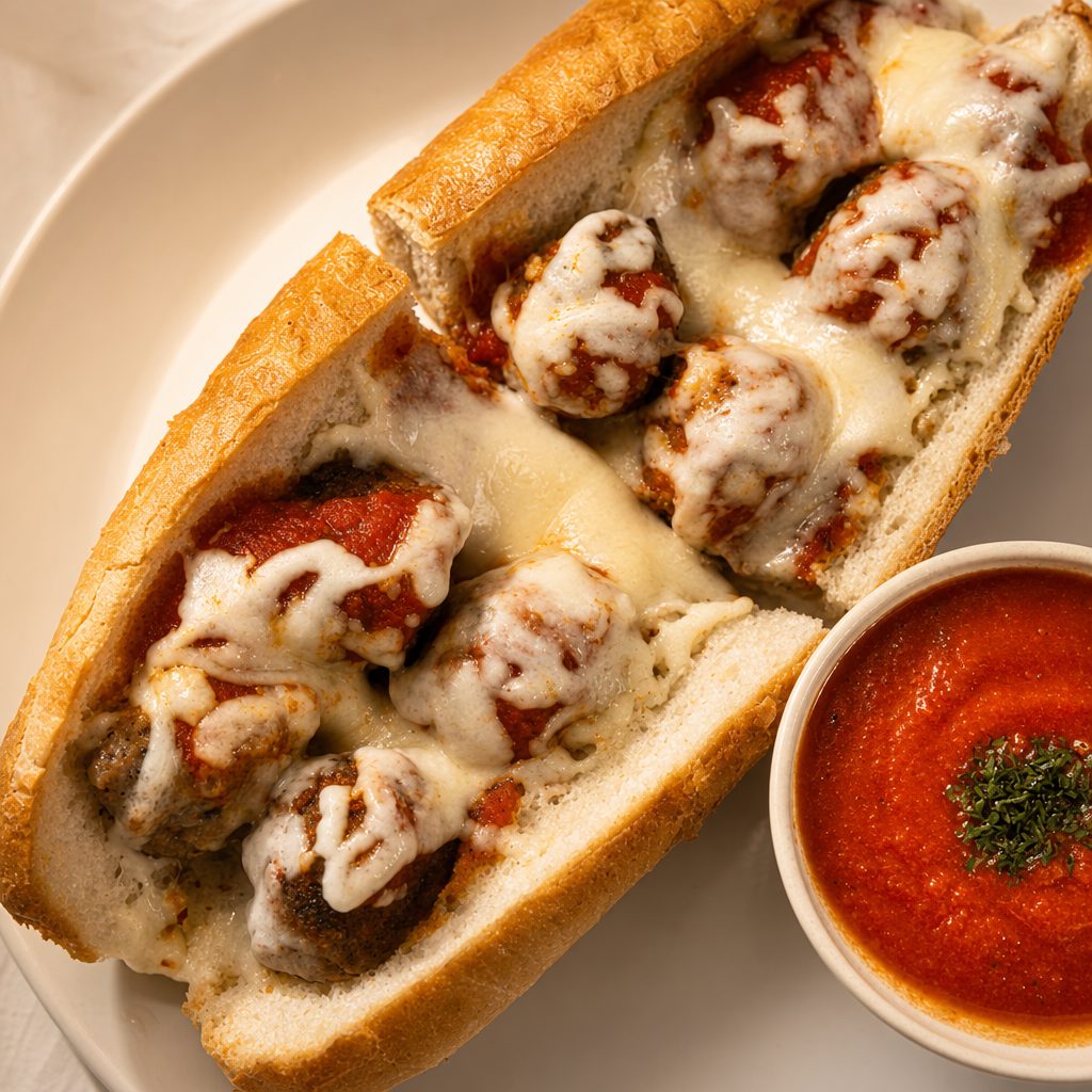 Meatball Parmigiana Sub.